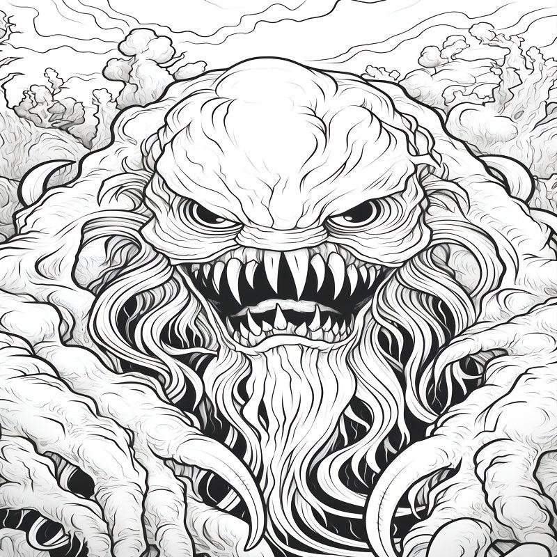 Monster Theme Coloring Book Adult Decompression 30 Pages