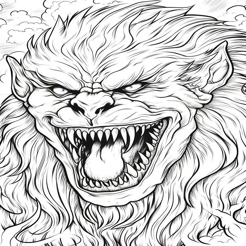Monster Theme Coloring Book Adult Decompression 30 Pages
