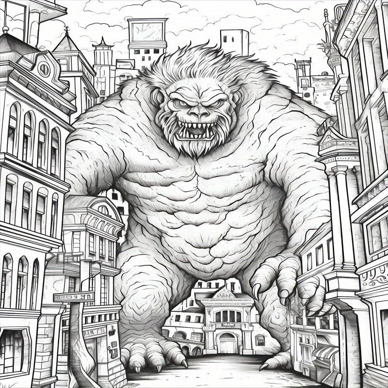 Monster Theme Coloring Book Adult Decompression 30 Pages