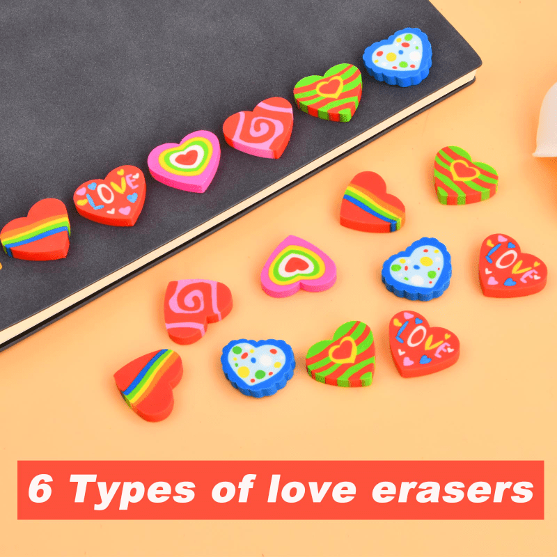 100pcs Heart Shaped Erasers Valentines Eraser For Kids Novelty School Prizes