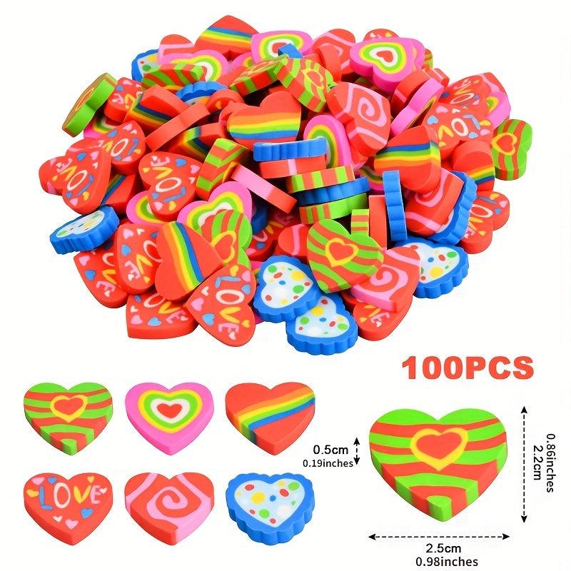 100pcs Heart Shaped Erasers Valentines Eraser For Kids Novelty School Prizes