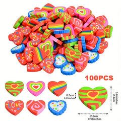 100pcs Heart Shaped Erasers Valentines Eraser For Kids Novelty School Prizes