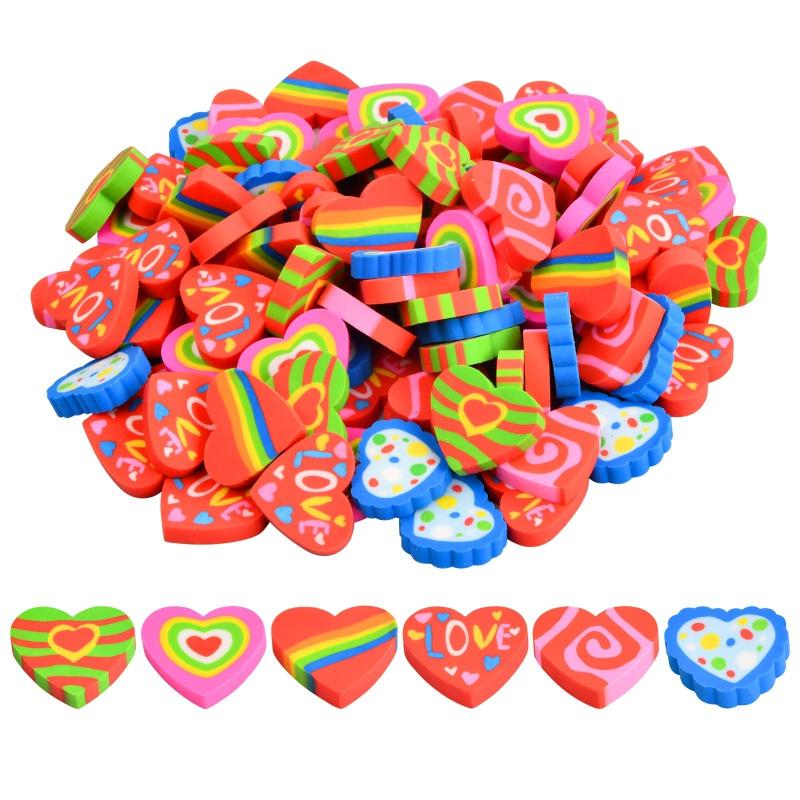 100pcs Heart Shaped Erasers Valentines Eraser For Kids Novelty School Prizes