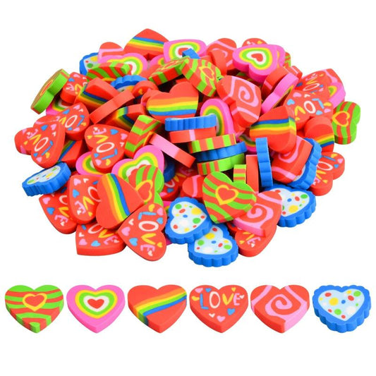 100pcs Heart Shaped Erasers Valentines Eraser For Kids Novelty School Prizes