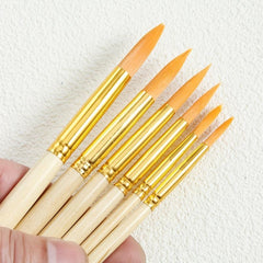 6pcs Yellow Painting Brush Set Art Student Professional Brush