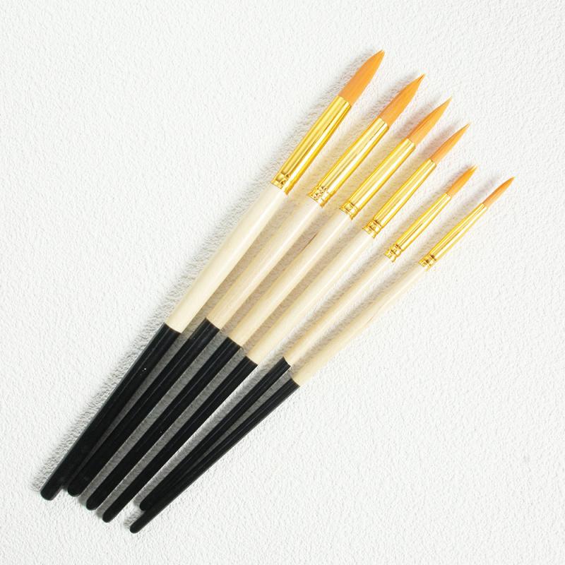 6pcs Yellow Painting Brush Set Art Student Professional Brush