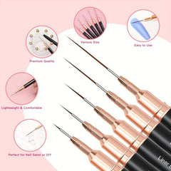 5pcs Nail Art Liner Brushes Set Fine Line Pens Painting Tools