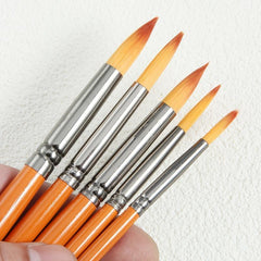 5pcs Set Pointed Brown Painting Brush Nylon Brush