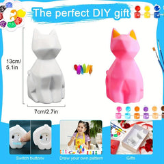 DIY Geometric Cat Lamp Art Painting Kit Night Light Gift