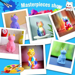 DIY Geometric Cat Lamp Art Painting Kit Night Light Gift