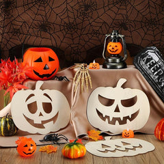 6pcs Wooden Pumpkin Cutout DIY Pumpkin Shape Unfinished Crafts for Halloween