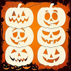 6pcs Wooden Pumpkin Cutout DIY Pumpkin Shape Unfinished Crafts for Halloween