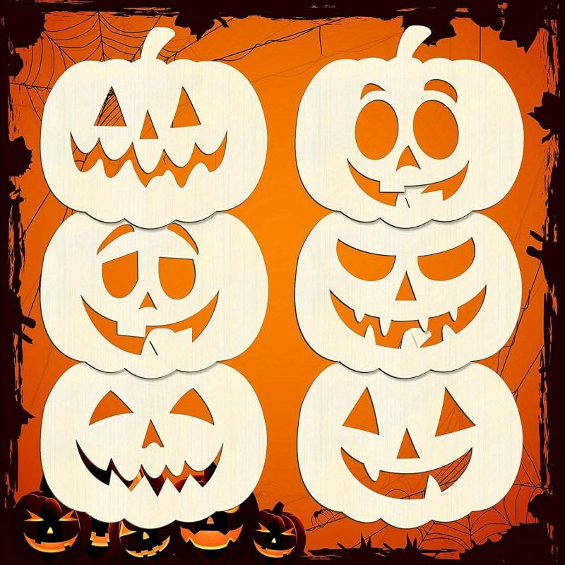 6pcs Wooden Pumpkin Cutout DIY Pumpkin Shape Unfinished Crafts for Halloween