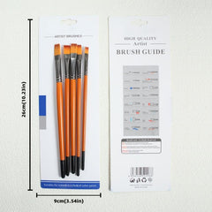 5 Packs Flat Head Brown Painting Pen Nylon Brush Set