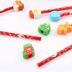 12pcs Christmas Pencils With Eraser Santa Claus Pencil Set For Children Party