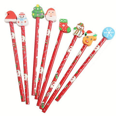 12pcs Christmas Pencils With Eraser Santa Claus Pencil Set For Children Party