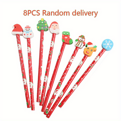 12pcs Christmas Pencils With Eraser Santa Claus Pencil Set For Children Party