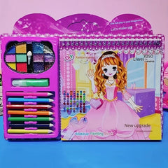 Kids Makeup & Painting Book Puzzle DIY Princess Color Set