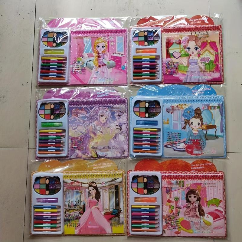Kids Makeup & Painting Book Puzzle DIY Princess Color Set
