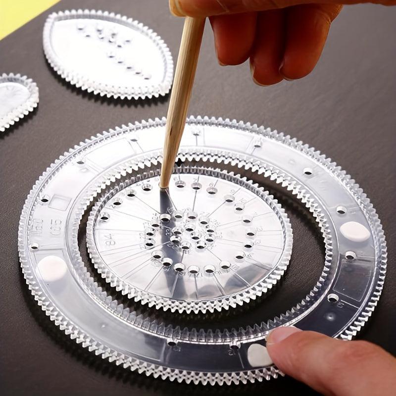 10pcs Spirograph Drawing Toy Set Interlocking Gears & Wheels Geometric Ruler