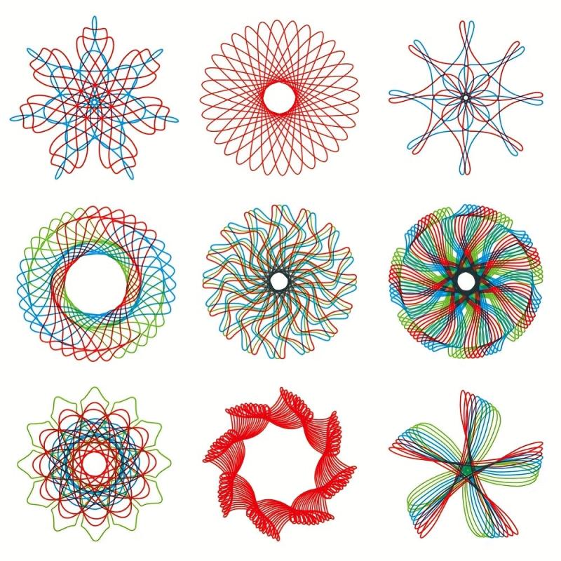 10pcs Spirograph Drawing Toy Set Interlocking Gears & Wheels Geometric Ruler