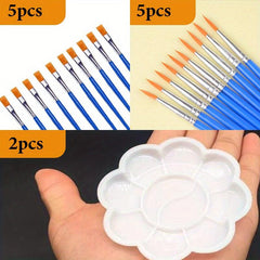 Canvas Painting Face Acrylic Watercolor Crafts Paint Brush Set