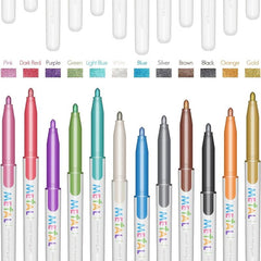 12 Colors Metallic Paint Pens for Beginners - Adult Students' Gift