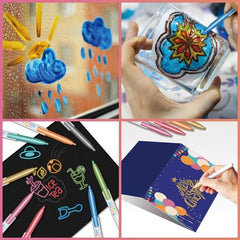 12 Colors Metallic Paint Pens for Beginners - Adult Students' Gift