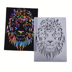 Scratch Painting Template Lace Ruler Animals Theme Halloween Gift