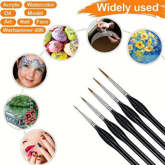 5pcs Paint Brush Set for Makeup Watercolors Acrylic Gouache Enamels Body Nails