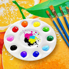Circular 11 Grid Watercolor Palette for Kids' Painting Projects