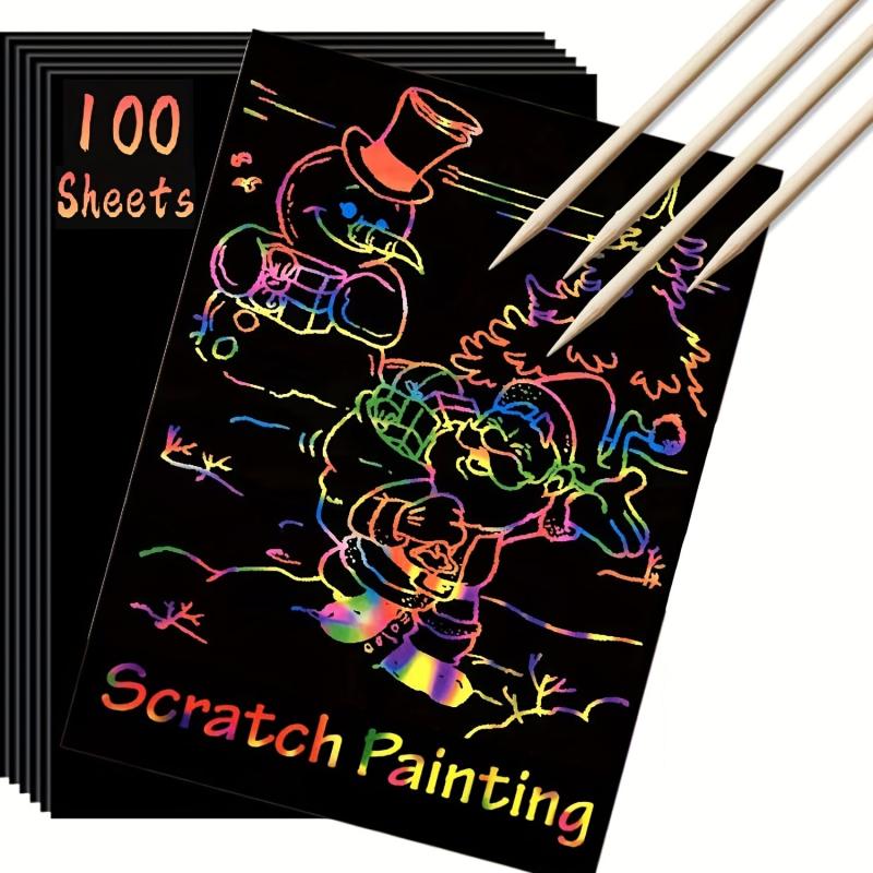 Scratch Paper Art Rainbow Scratch Off Craft Kit 100pcs