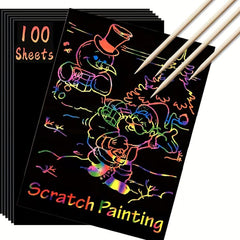 Scratch Paper Art Rainbow Scratch Off Craft Kit 100pcs