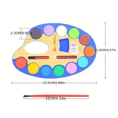 12 Colors Solid Watercolor Paint Set for Kids and Beginners