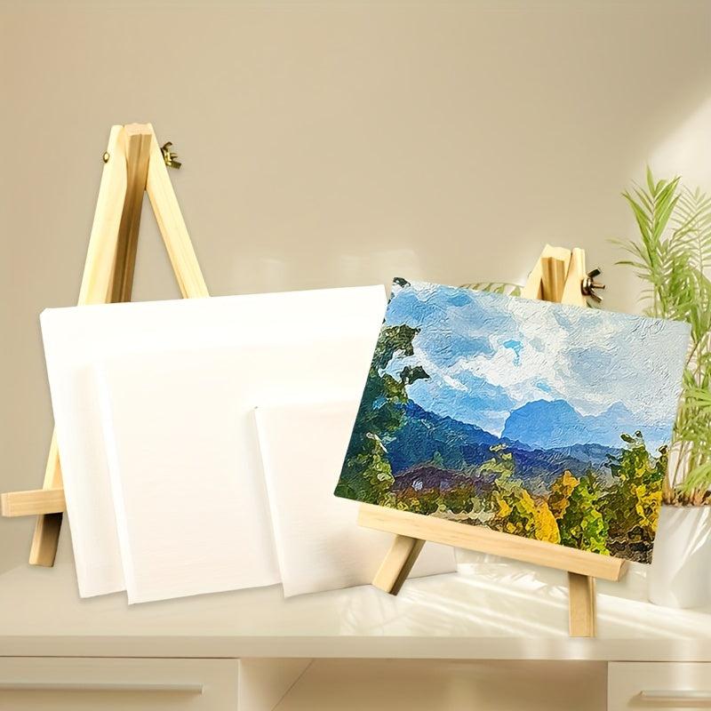 6 Pack Mini Canvas & Easel Set 10x10 Canvas 7x14 Easel Kids Painting DIY