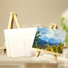 6 Pack Mini Canvas & Easel Set 10x10 Canvas 7x14 Easel Kids Painting DIY