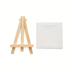 6 Pack Mini Canvas & Easel Set 10x10 Canvas 7x14 Easel Kids Painting DIY