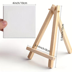 6 Pack Mini Canvas & Easel Set 10x10 Canvas 7x14 Easel Kids Painting DIY