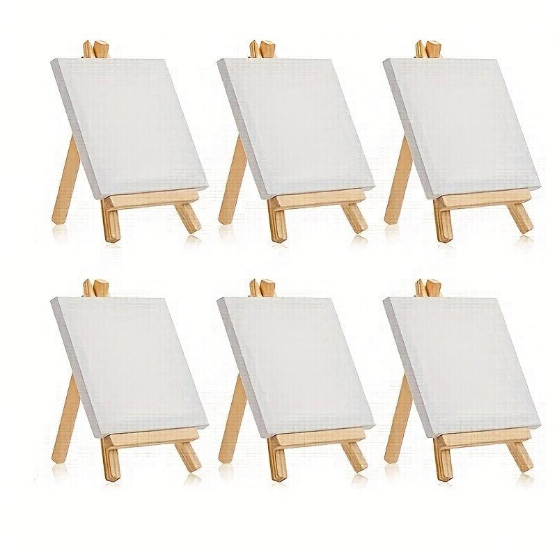 6 Pack Mini Canvas & Easel Set 10x10 Canvas 7x14 Easel Kids Painting DIY