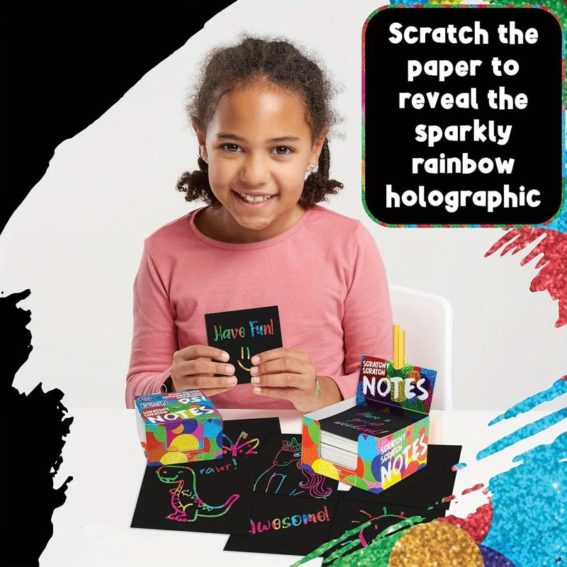 Rainbow Scratch Art Paper Mini Notes Set