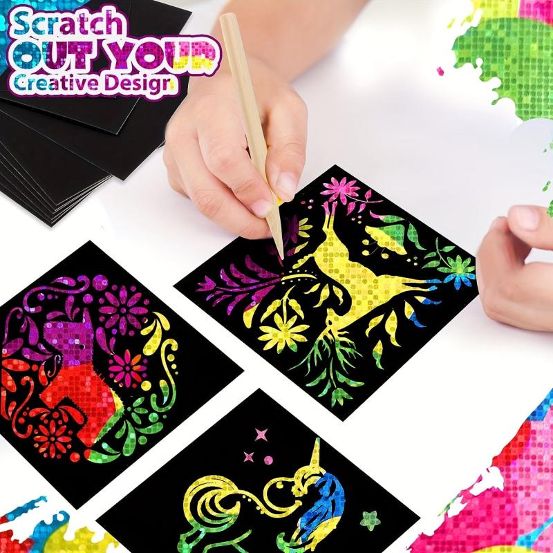 Rainbow Scratch Art Paper Mini Notes Set