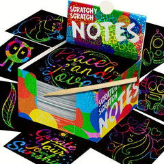 Rainbow Scratch Art Paper Mini Notes Set