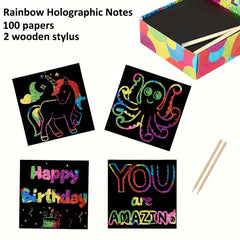 Rainbow Scratch Art Paper Mini Notes Set