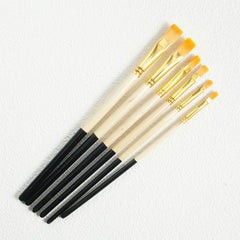 6pcs Flat Head Yellow Painting Brush Nylon Brush