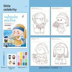 Cartoon Watercolor Coloring Book with Pigment Filling Paper