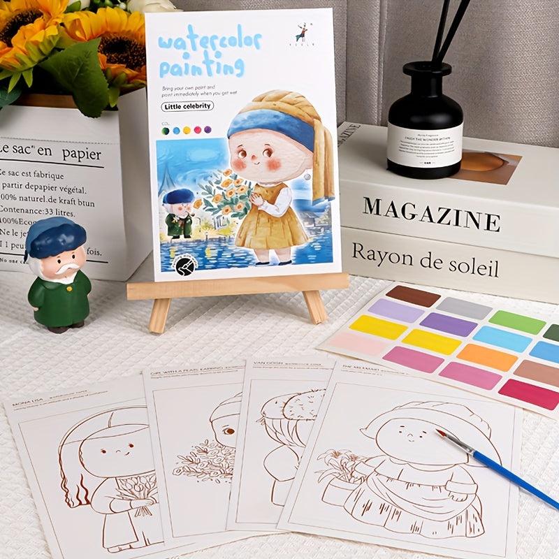 Cartoon Watercolor Coloring Book with Pigment Filling Paper