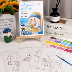 Cartoon Watercolor Coloring Book with Pigment Filling Paper