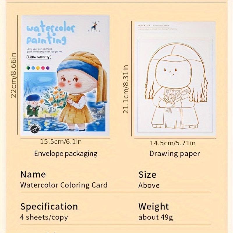 Cartoon Watercolor Coloring Book with Pigment Filling Paper