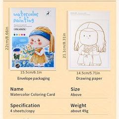 Cartoon Watercolor Coloring Book with Pigment Filling Paper