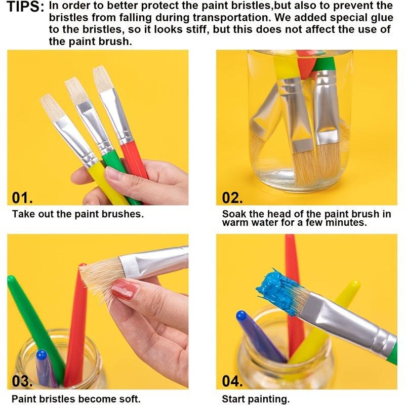 8pcs Large Washable Chunky Toddler Paint Brushes
